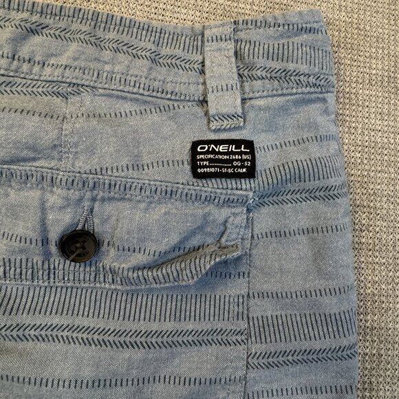 O'Neill Mens 36 Chino Shorts Light Blue Flat Front Striped Cotton Standard Fit - Picture 6 of 14